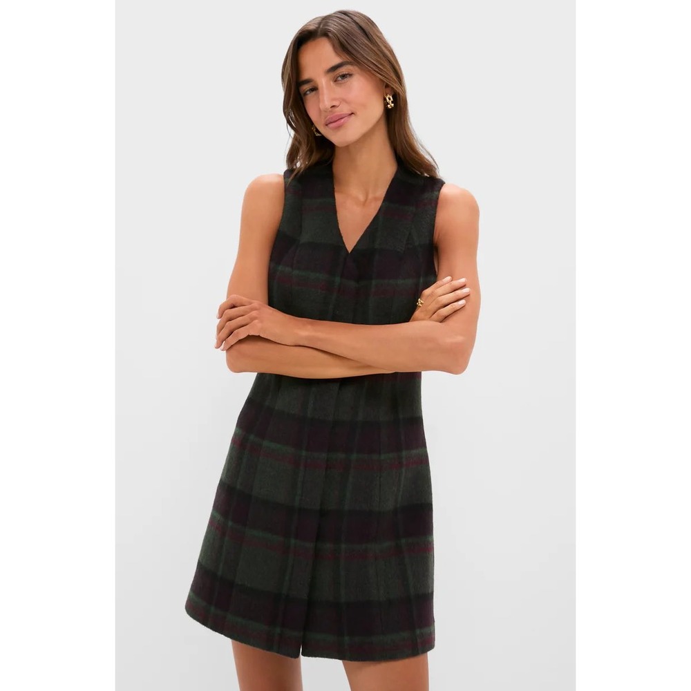 Tuckernuck Mercer Dress Forest Plaid 10‎ New With Tags
